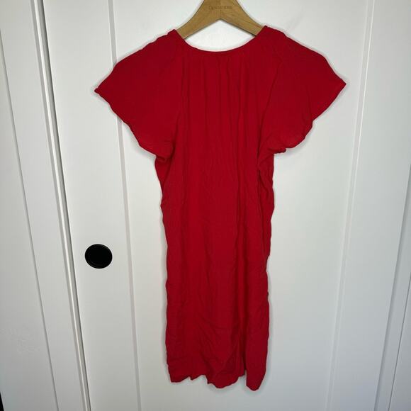 Madewell Lace Up Flutter Sleeve Flowy Mini Dress Red Size XXS - Picture 6 of 6